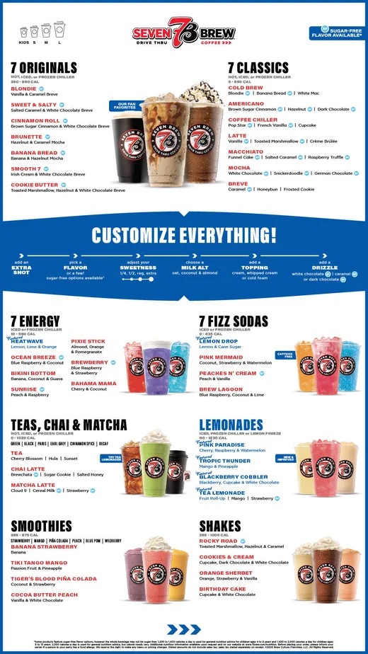 Official 7 Brew menu board
